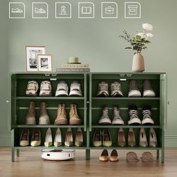 Shoe Cabinet, 3-Tier Shoe Storage Organizer, Shoe Shelf, Modern Country Cabinet, Freestanding Cabinet with Height-Adjustable Shelf, 13.8 x 47.2 x 27.6