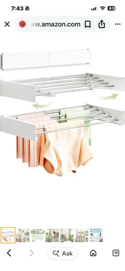 Wall Mounted Clothes Rack / White ….