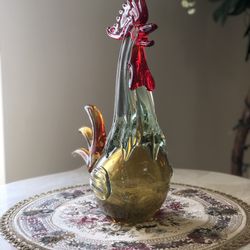 Hand Blown Glass Crystal Art Rooster
