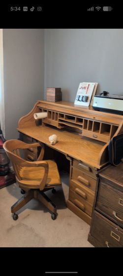 Beautiful two-piece roll top desk must move yourself