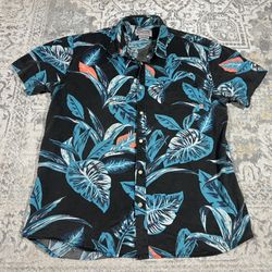 Quiksilver Mens Hawaiian Shirt Size XL Multicoloured Modern Fit Button Up Surf