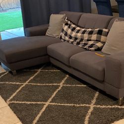 BLUE/GRAY SECTIONAL W CHROME LEGS