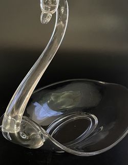 Duncan Miller Crystal Large Swan Figurine Glass Candy Bowl Serving Dish Display