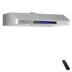 1093-EKON 42 inches Under Cabinet Range Hood, 900 CFM Stainless Steel Kitchen Chimney Vent, 4 Speed Touch Screen Control With Remote 2Pcs 3W LED light