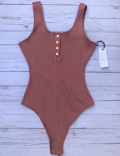 Mauve Henley Ribbed Bodysuit