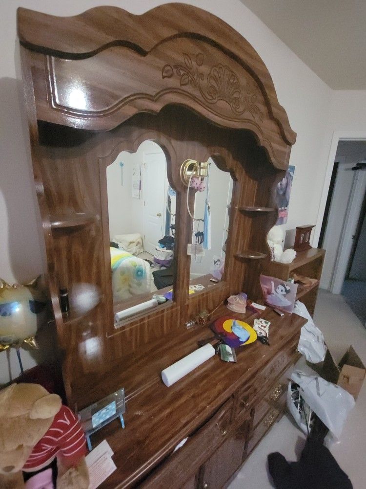 Wooden Drawer And Mirror