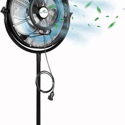 BILT HARD 20" Outdoor Pedestal Misting Fan, 3-Speed High-Velocity Patio Misting Fans for Outside, Waterproof Tilting Fan with Mists for Outdoor Coolin