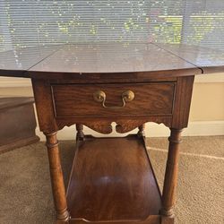 Vintage Drop-Leaf Side Table (Solid Wood)