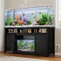 75-120 Gallon Fish Tank Stand with Power Outlet for 2 Tanks, Black