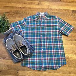 Pendleton Men’s Short Sleeve Button Up Plaid Shirt Size Small