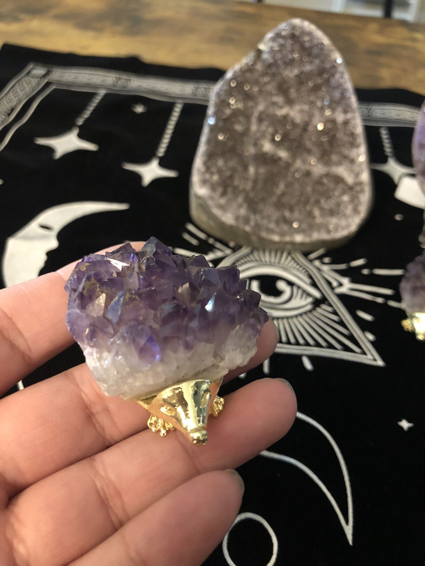 High Quality Natural Amethyst Geode Cluster Porcupine Holder