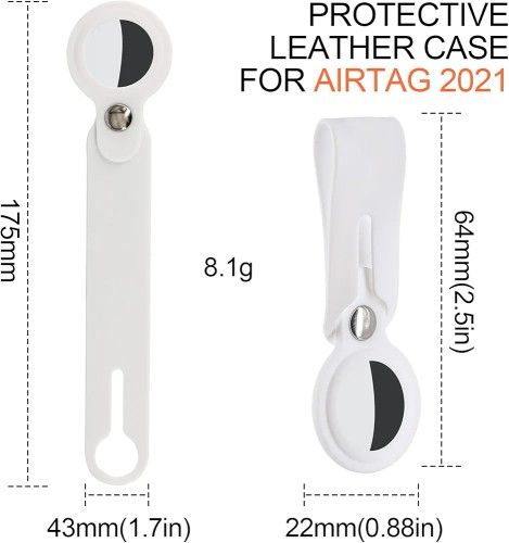 Compatible with AirTags Case Lightweight with Keychain Wallet Holder Leather Proctive Cover Anti-Lost Cases for AirTag Soft(White)