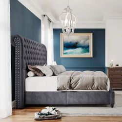 ❤️‍🔥 #A King Bed Frame  color grey $ 240