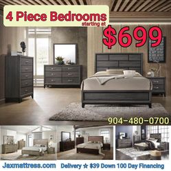 New Queen Size 4-piece Bedroom Groups *AS LOW AS $699