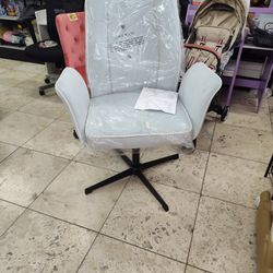 Cross Chair Without Wheels, Cross Legged Office Chair, Armless Wide Vanity Desk Chair with Comfy PU Leather& Back - Swivel for Home Office Bedroom, Gr