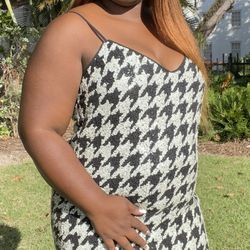 Houndstooth Sequins Dress