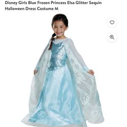 Disney Girls Blue Frozen Princess Elsa Glitter Sequin Halloween Dress Costume