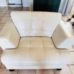 Genuine White Leather Lounge Chair