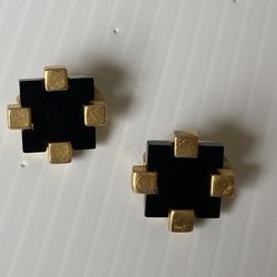 KARL LAGERFELD Vtg. Black/Gold plated Sterling earrings 