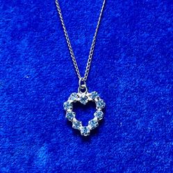 Sterling Blue Crystal Heart Necklace 