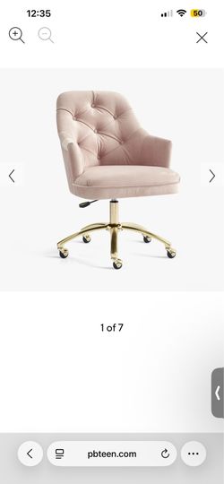 Used Potterybarn Tufted Swivel Desk Chair Lustre Velvet Dusty Blush