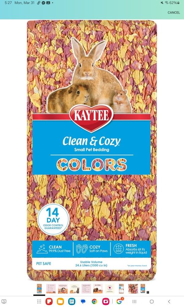 24.6 Liters Clean And Cozy Colors, Small Animal Bedding With Streme Odor Control (37)
