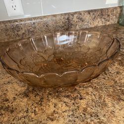 Dusty Pink Depression Glass Fruit Bowl