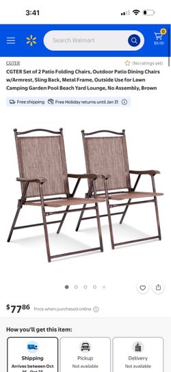 Folding Patio Chairs with Armrests, Set of 2