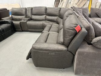 Leather Power  Sectional Recliner 