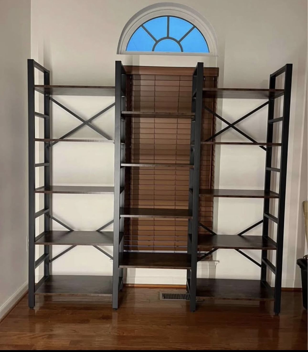 Tribesigns 70 inch Triple Wide 5-Shelf Bookcase, Vintage Industrial Style Wood and Metal