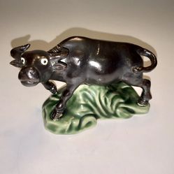 Vintage Beautiful Chinese Rare Ceramic Black Bull Ox Statue