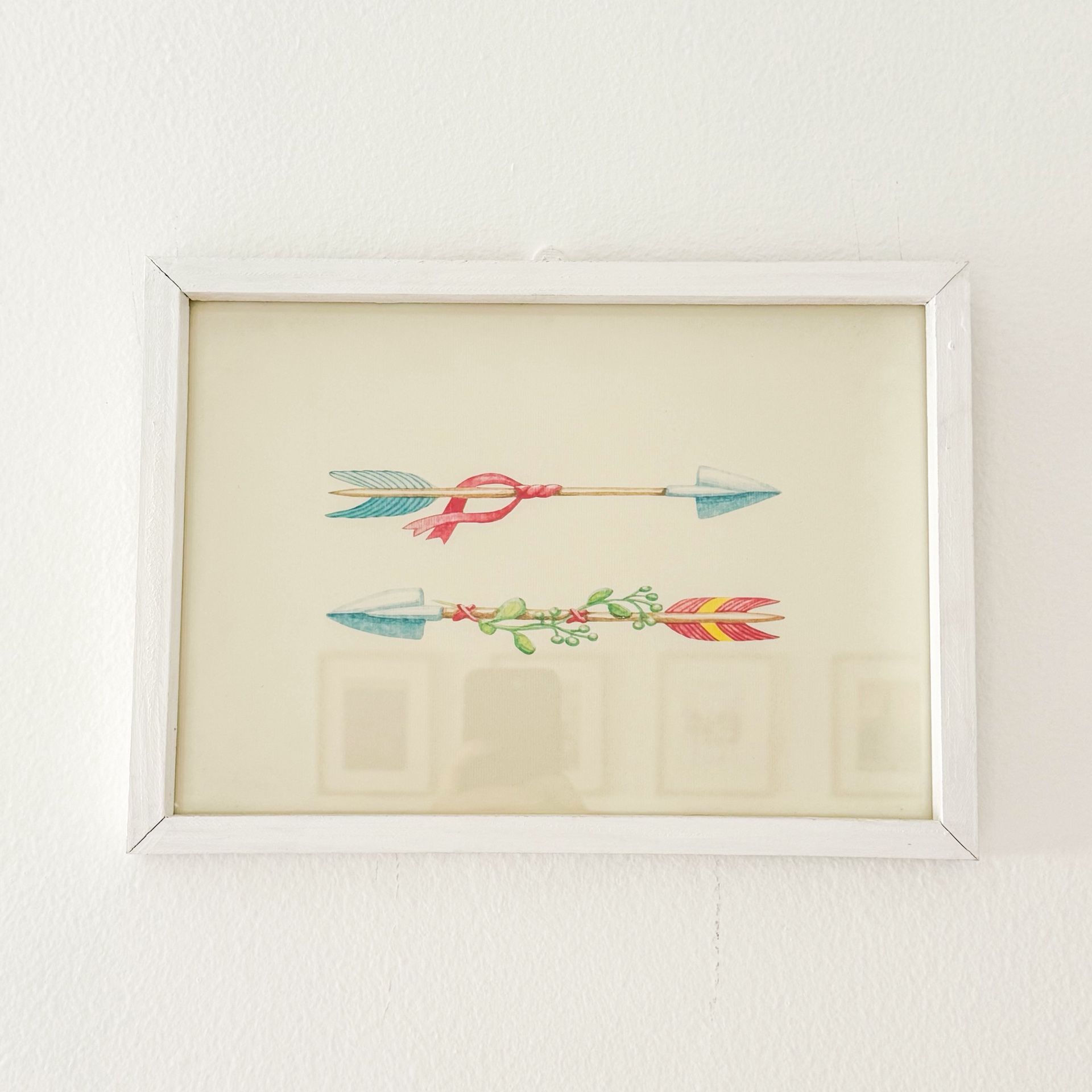 Decorative Painting With White Wood Frame