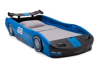 Delta Children Turbo Race Car Twin Bed, Blue