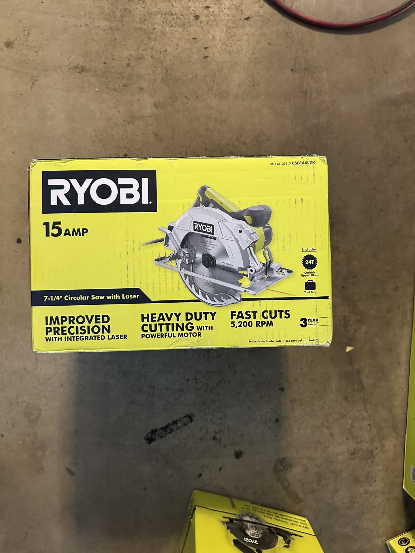 RYOBI 15 Amp Corded 7-1/4 in. Circular Saw with EXACTLINE Laser Alignment System, 24T Carbide Tipped Blade, Edge Guide and Bag