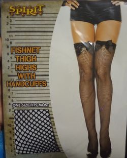 Fishnet thigh high stocking with cuffs