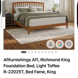 Almost NEW  Afifurnishings AFI, Richmond King Foundation Bed, Light Toffee R-22025T, Bed Fame, King