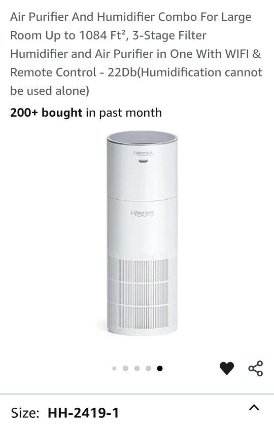 Air Purifier And Humidifier Combo For Large Room Up to 1084 Ft², 3-Stage Filter Humidifier and Air Purifier in One With WIFI & Remote Control