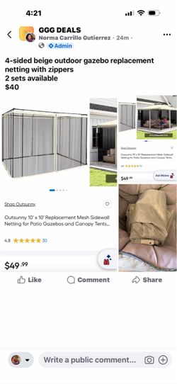 Outsunny 10x10 Gazebo Replacement Mesh Sidewall Netting