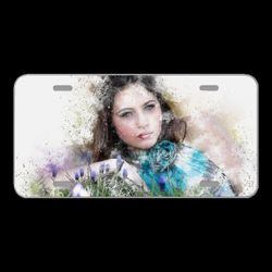 License Plate Novelty Car Front Woman Art Abstract Vintage Girl