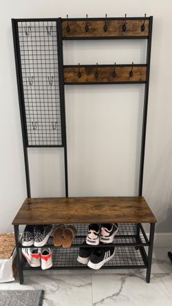 WAYFAIR INDUSTRIAL HALL TREE WITH BENCH, COAT HOOKS & SHOE STORAGE - delivery is negotiable
