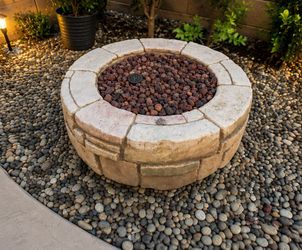🤍 Beautiful Outdoor Propane Fire Pit – Stone Finish