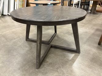 ASHLEY Besteneer Round Dining Table in Distressed Grey Wood Finish