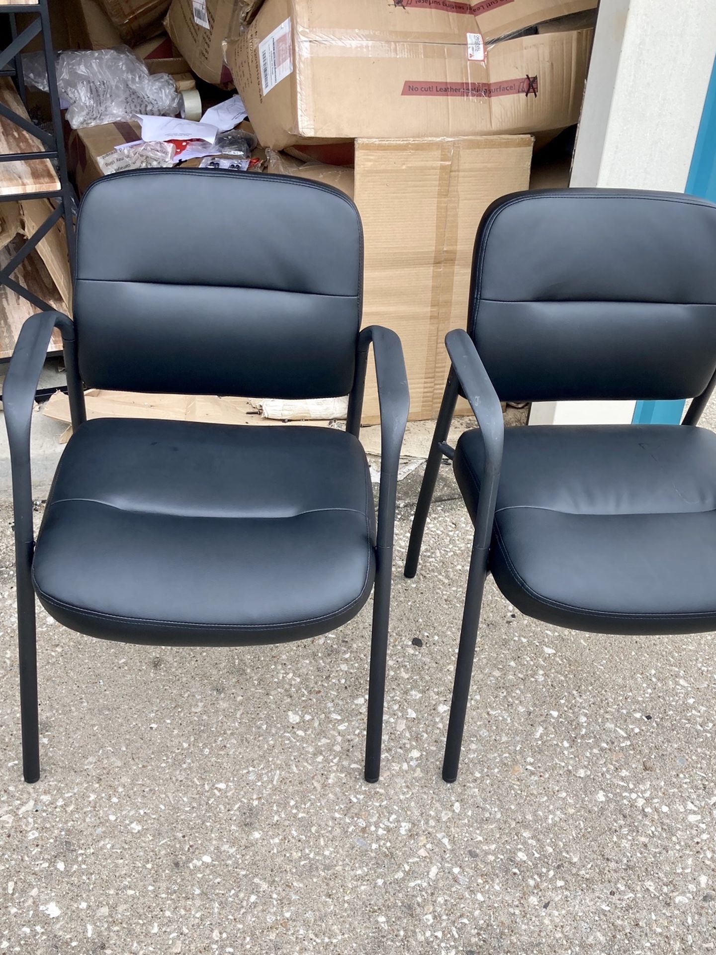 Black Leather Waiting Room Chairs (2 per set)