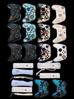 Mixed Lot of Game Controllers and Wii Remotes