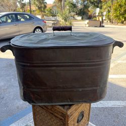 Antique Copper Boiler Or Wash Tub 