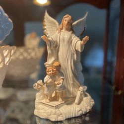 Guardian Angel With Holy Family Figurine Our Lady Of Peace