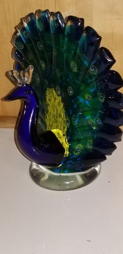 Blown glass peacock