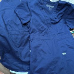 Two Navy Blue Extra Small Grey’s Anatomy Scrub Tops