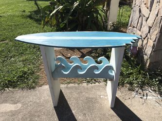 Solid wood hand made surfboard side table