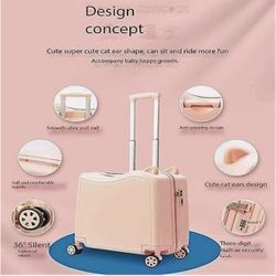 🥨Kids Ride on Suitcase, Ride-On Luggage for Kids with Password Lock,Children's Rolling Luggage with 360° Wheels, Carry Trolley Luggage,for Boys and G
